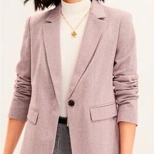 Ann Taylor Loft Herringbone Knit Elbow Patch Modern Blazer